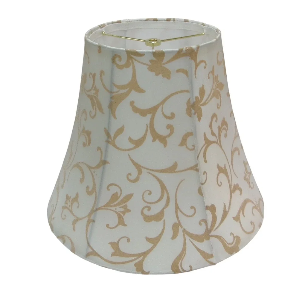 Cream and Gold Flocked Damask Scroll Bell Lamp Shade Spider Fitter Traditional